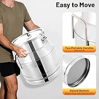 Vista 5 de Lata de leche de 5.28 galón/20 litros, jarra de leche de acero inoxidable 201, mango grueso con tapa sellada, cubo de leche resistente, para vino