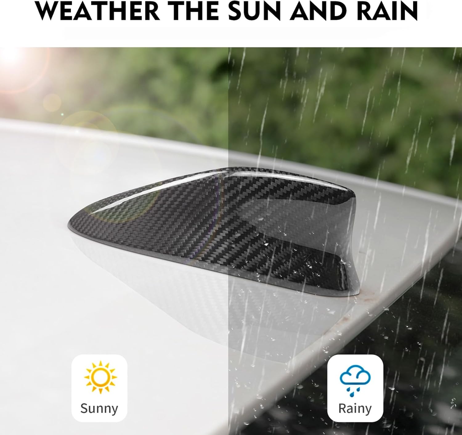 Compatible with Antenna Cover Shark Fin Trim Hood Real Carbon Fiber Automotive Roof Aerials for Honda Accord 10th 2018 2019 2020 2021 2022 2023 (Black)