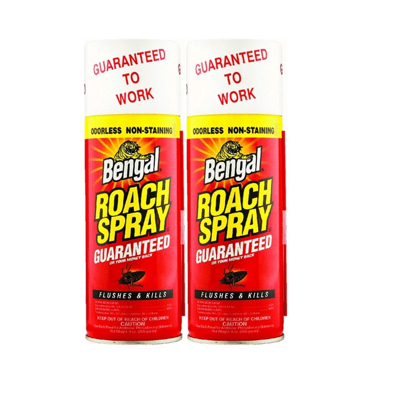 BengalRoach Spray, Odorless Stain-Free Dry Spray, 2-Count, 9 Oz. Aerosol Cans