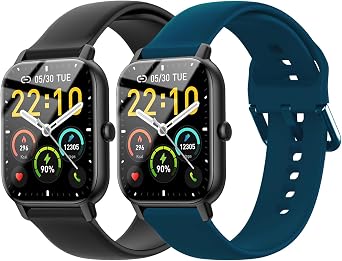 2 Pack 22mm Soft Silicone Band Compatible with IDW13/16/19/21/25/26 Smartwatch, Replacement Strap for Fitpolo/gloryfit/aeac/ENOMIR/Veryfit/Faweio/Woneligo W13/TOOBUR/MILOUZ/Gydom/FITVII HM57