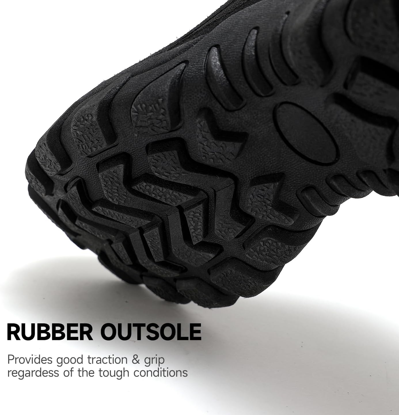 QUH Men’s Suede Low Top Hiking Shoes Waterproof Lightweight Non-Slip Lace-Up Outdoor Trail Trekking Walking Sneakers Black