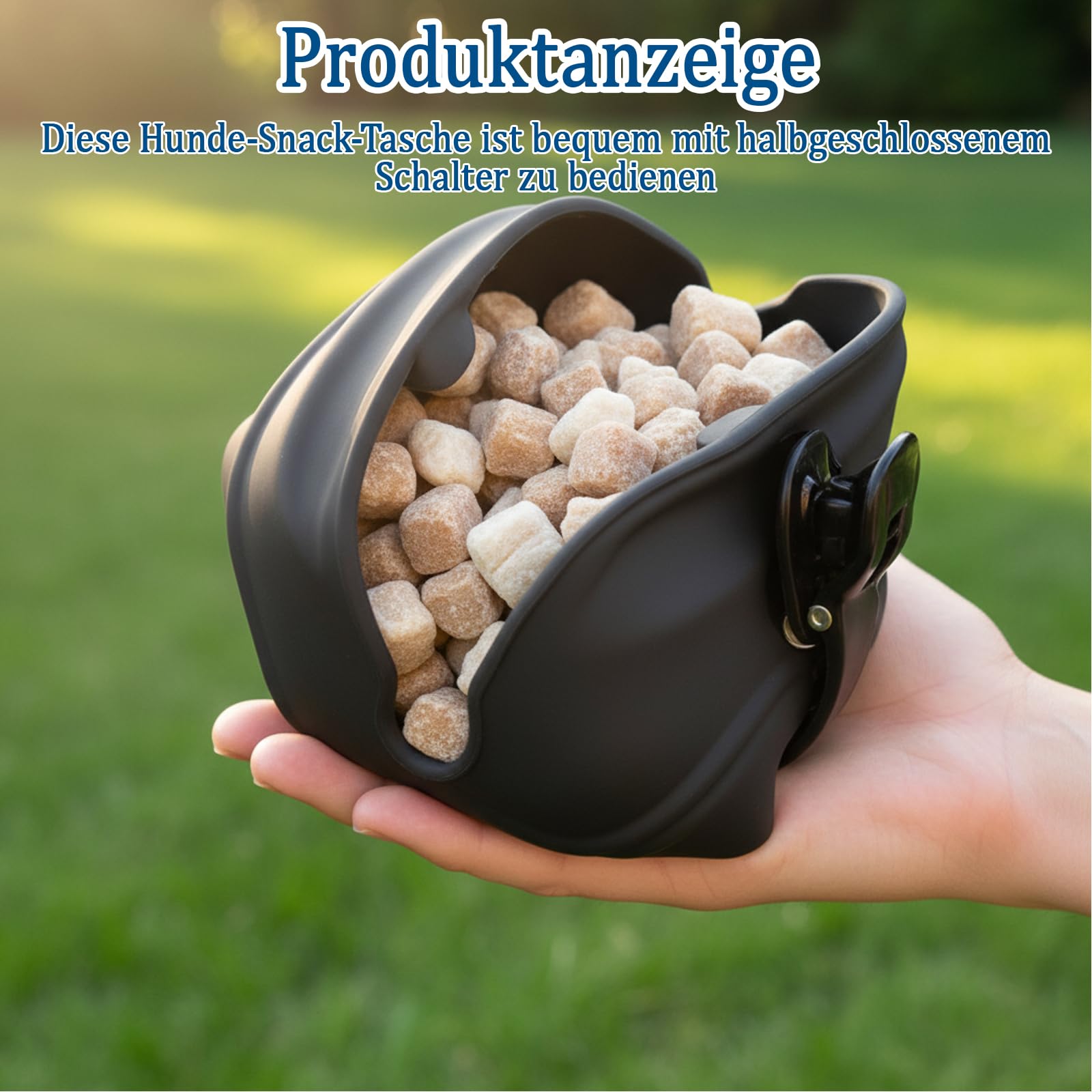 3 Stück Futterbeutel Hundetraining, Leckerlitasche Für Hunde Mit Clip, Silikon Futterbeutel Hund Für Outdoor Und Spaziergänge, Schwarz Grau Gelb