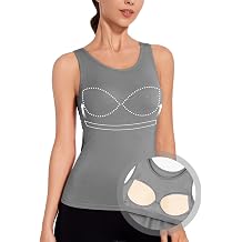 ANYFITTING Tank Top with Built in Bra Cup for Women Casual Wide Strap Sleevless Layer Camisole Yoga Tops Summer Cami S-3XL