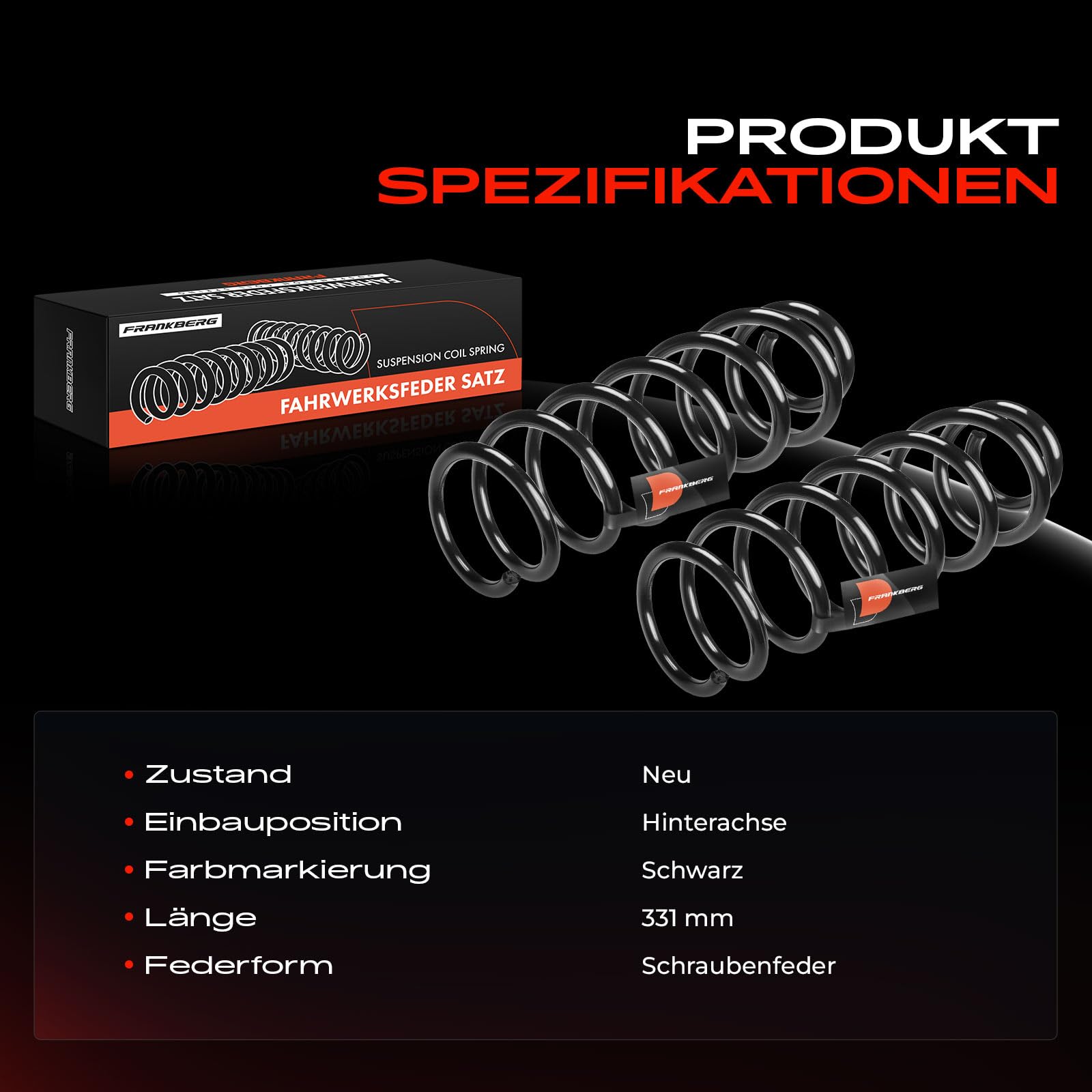 Frankberg 2 ressorts de suspension pour essieu arrière 550200011R | Compatible avec: M.e.g.a.n.e III Coupé DZ0/1