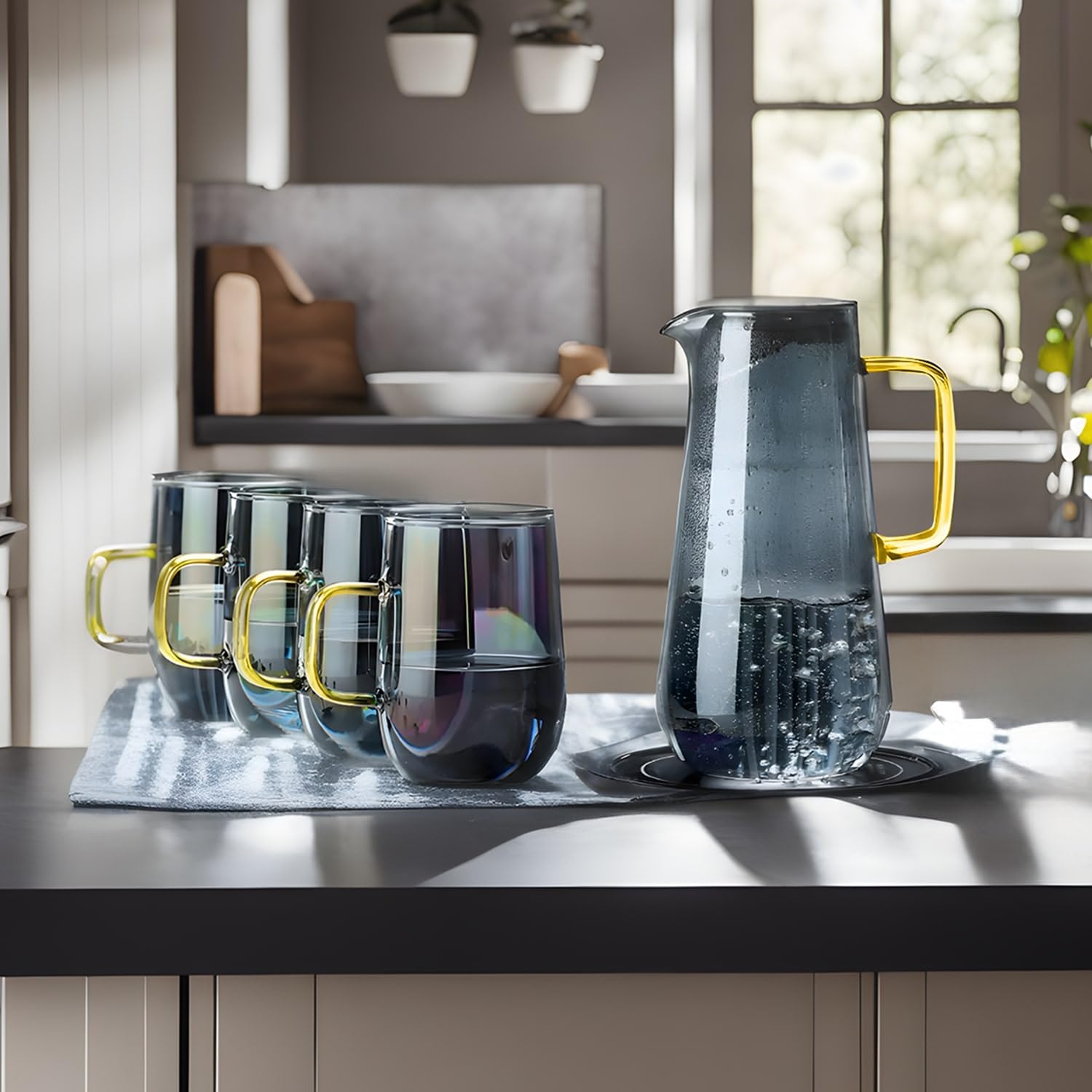 Anko Collection Cam sürahi seti - 1,6 l cam sürahi seti, 4 bardak