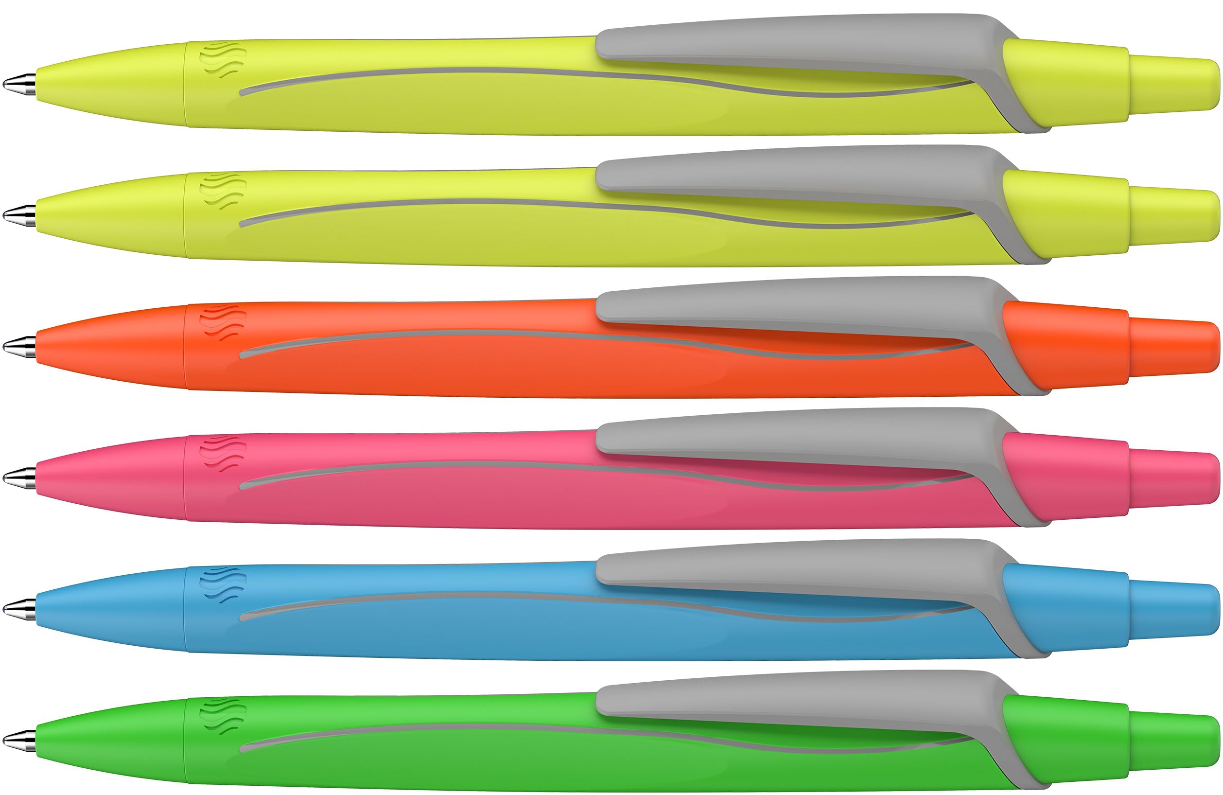 Schneider 131986 Reco Neon Edition Ballpoint Pen Recycled Plastic Awarded with The Blue Angel Ink Colour: Blue Assorted Pack of 6
