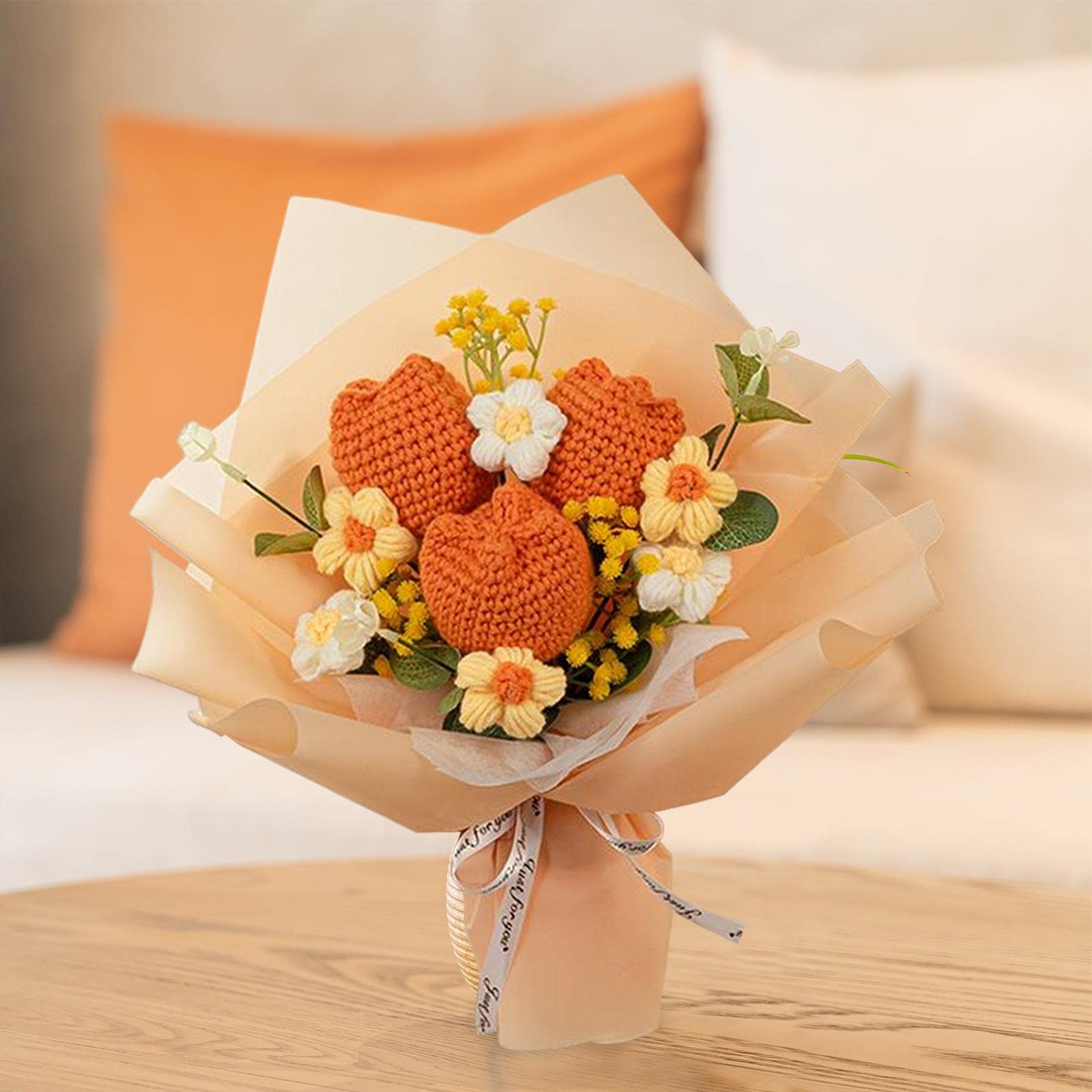 Amazon.co.jp: かぎ針編みの花束、編み物の花、造花、誕生日の家のため