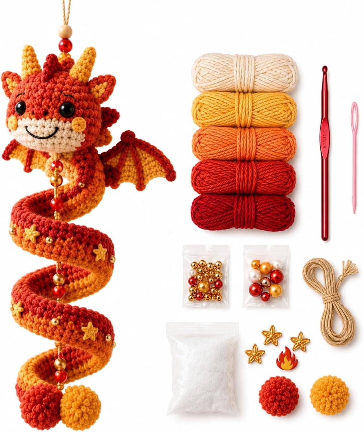 Pasisuu DIY Dragon Crochet Kit, Spiral Hanging Ornament Craft — image 1