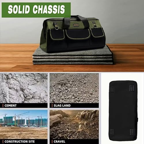 Miniatura 7 de Bolsa de herramientas de boca ancha de 22 pulgadas, bolsa de herramientas resistente, bolsa de almacenamiento de herramientas, multifuncional, de