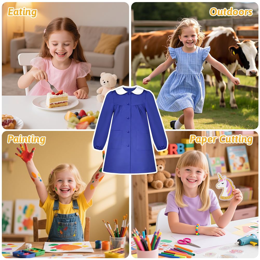 DiULi Grembiule Scuola Elementare Bambino Blu con Chiusura Bottoni, 12A