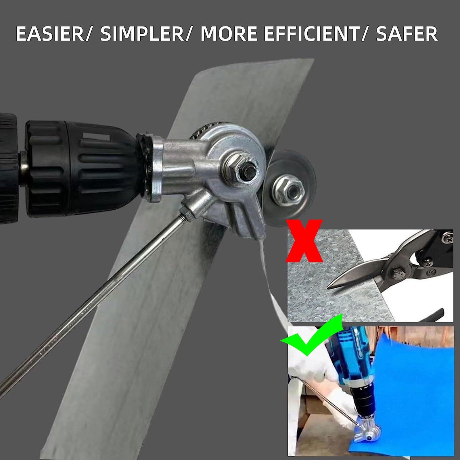 Máquina cortadora de placas de metal, tijeras para chapa, tijeras para taladro eléctrico, tijeras para metal y accesorios para taladro, utilizadas para cortar placas de hierro, acero, cobre y aluminio