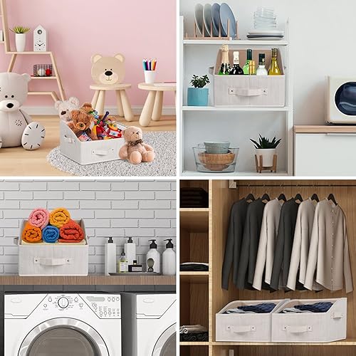 Miniatura 6 de KEEGH Contenedores de almacenamiento de tela para armario, cestas de almacenamiento para estantes, caja de almacenamiento para ropa, toallas,