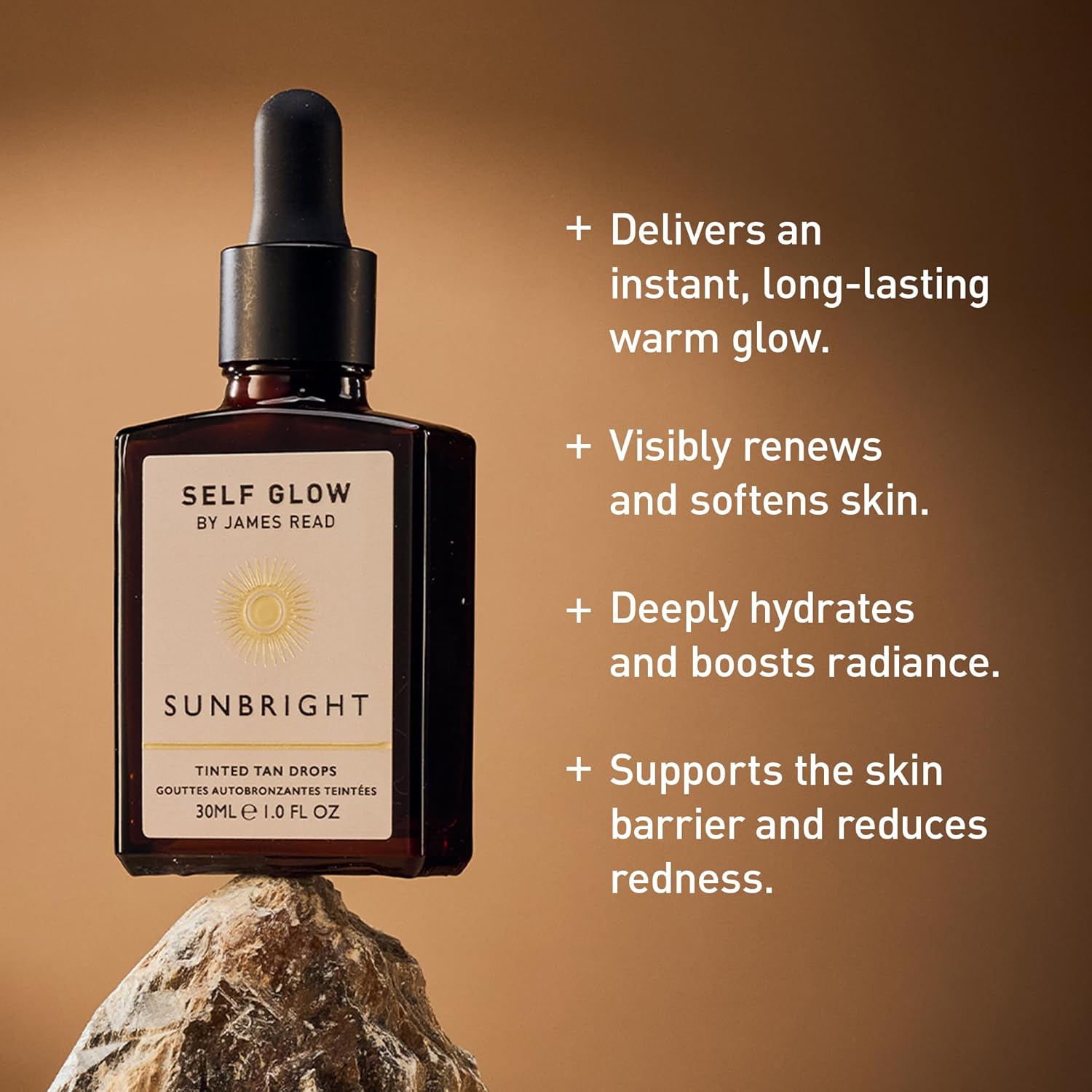 Self Glow by James Read - Sunbright Mix-In Tinted Tan Drops for Customizable Glow | Blend into Moisturizer, Serum, or Makeup | Instant, Buildable Glow | Silicone + Drying Alcohol-Free (30mL | 1 fl oz)