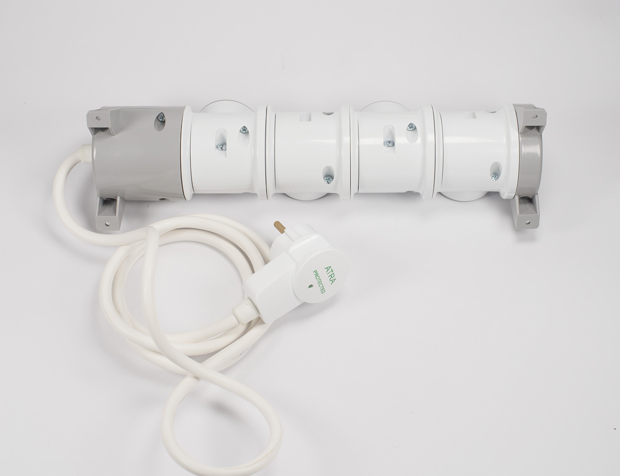 Regleta Schuko con interruptor y enchufe con protección contra sobretensiones con cable de 1,5 y 3 metros (4 enchufes con cable de 1,5 m)