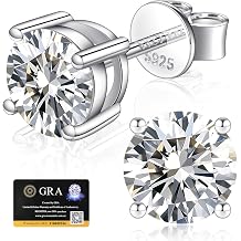 Moissanite Stud Earrings for Women Men 925 Sterling Silver Hypoallergenic D Color Lab Created Diamond Studs Moissanite Earrings