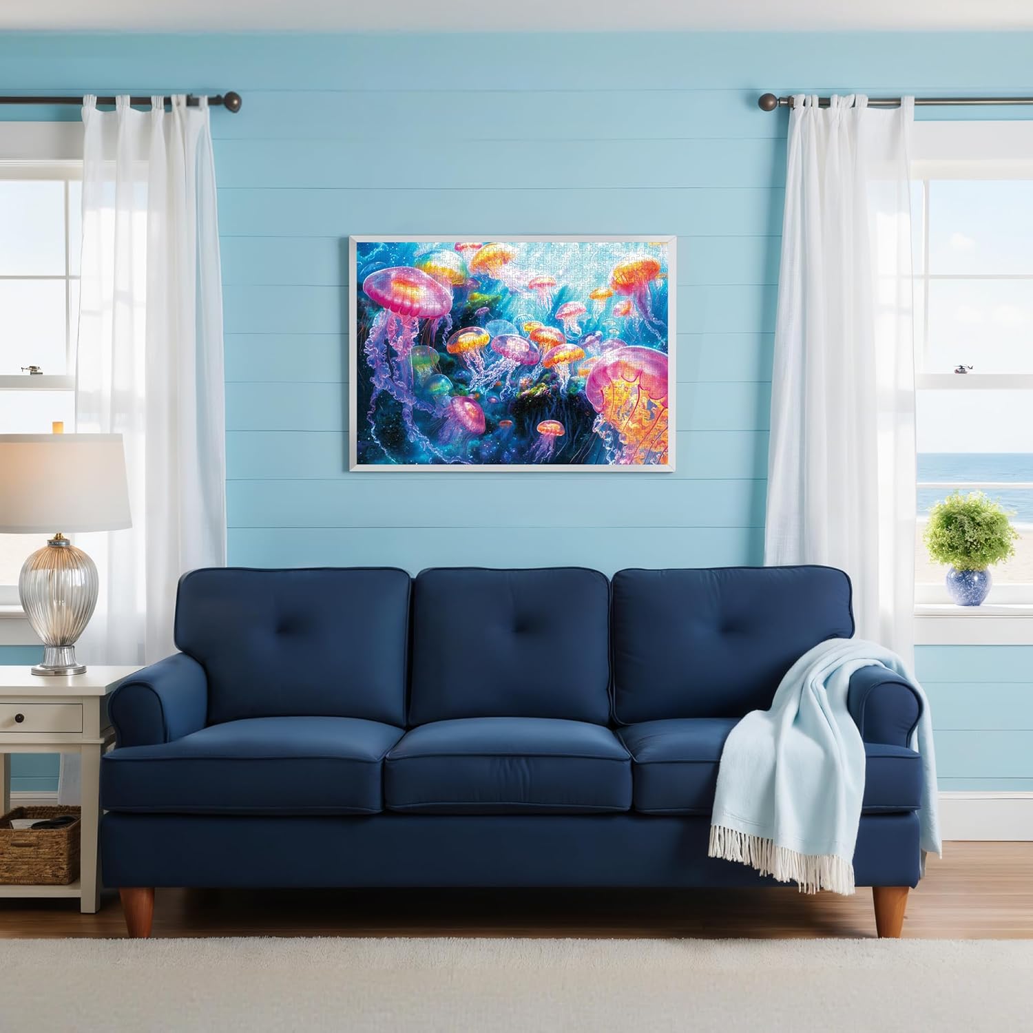 1000 Piece Puzzles for Adults,Colorful Jellyfish Jigsaw Puzzle,Dreamy Ocean Puzzles 1000 Pieces,Creative Games Difficult Underwater World Puzzle Home Decor Toy for Adults (27.5"x19.6"), 1:1 Poster