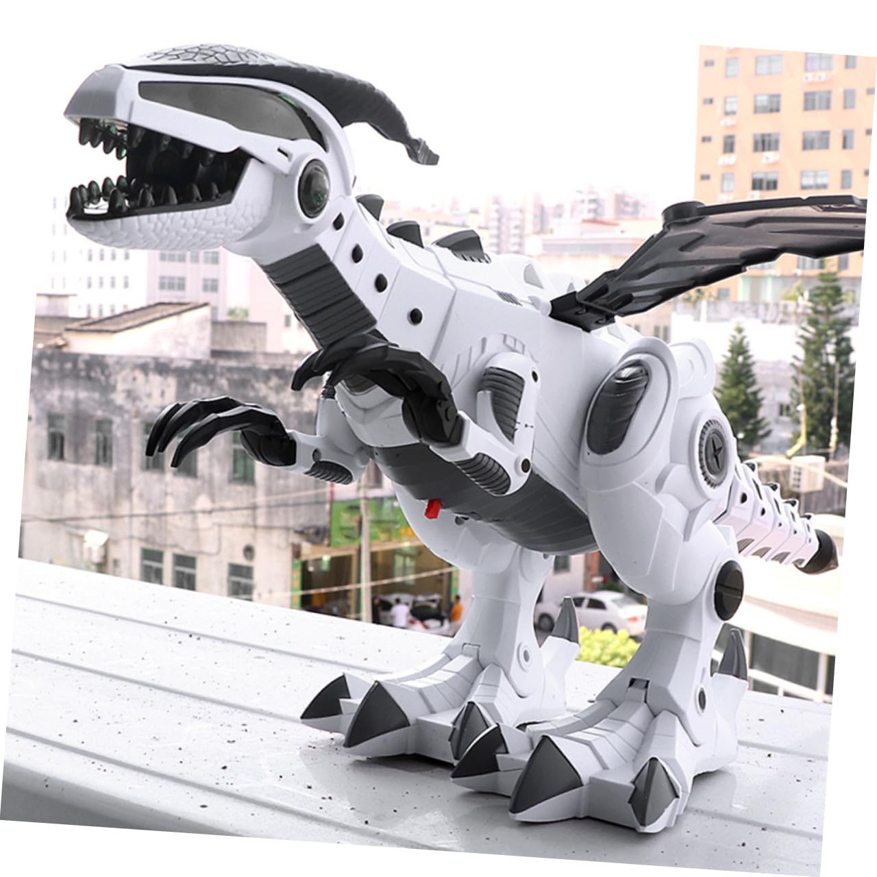 LALAFINA Dinosaurio Eléctrico se Desplaza con Función de Niebla y Material Plástico, Juguete Original y Detallado para Adorno y Juego Infantil