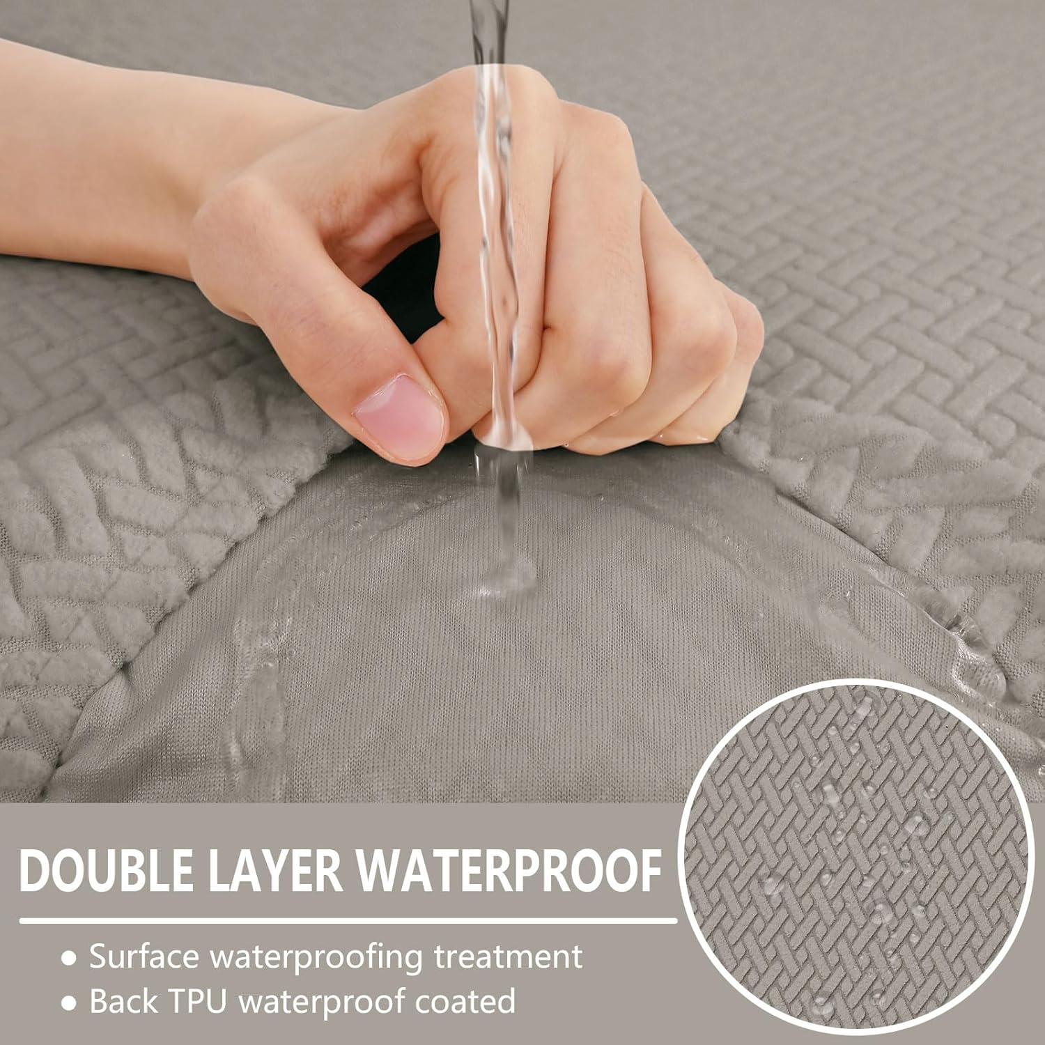 hyha Waterproof Couch Cushion Covers, Wear Resistant Couch Cover, Anti Slip Sofa Slipcovers Washable, Soft Thick Jacquard Furniture Protector for Pets Dog (1 Piece for Large, Taupe) Taupe Large