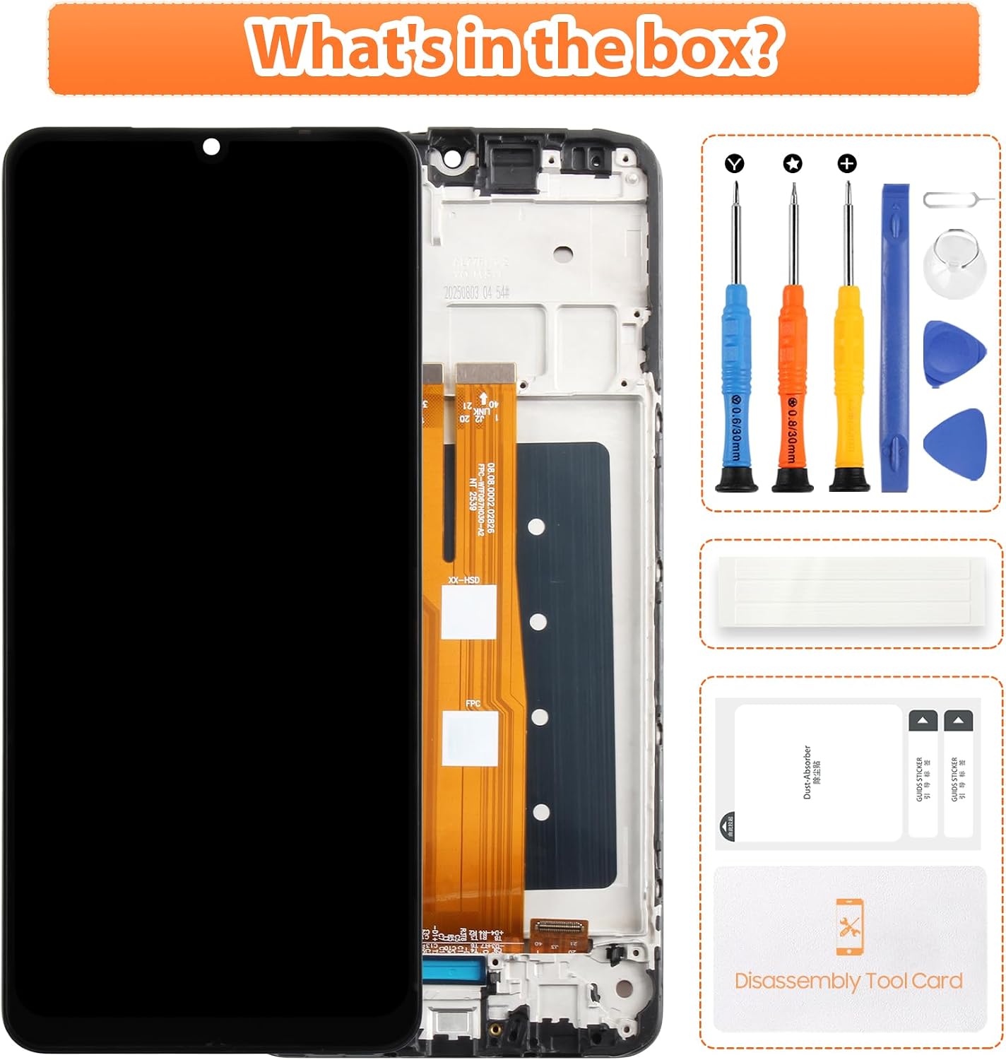 Original Screen for Samsung Galaxy A07 4G Screen Replacement for Galaxy A07 LCD Screen SM-A075B Touch Display Digitizer Assembly Repair Parts (Black with Frame)(Not Fit 5G)