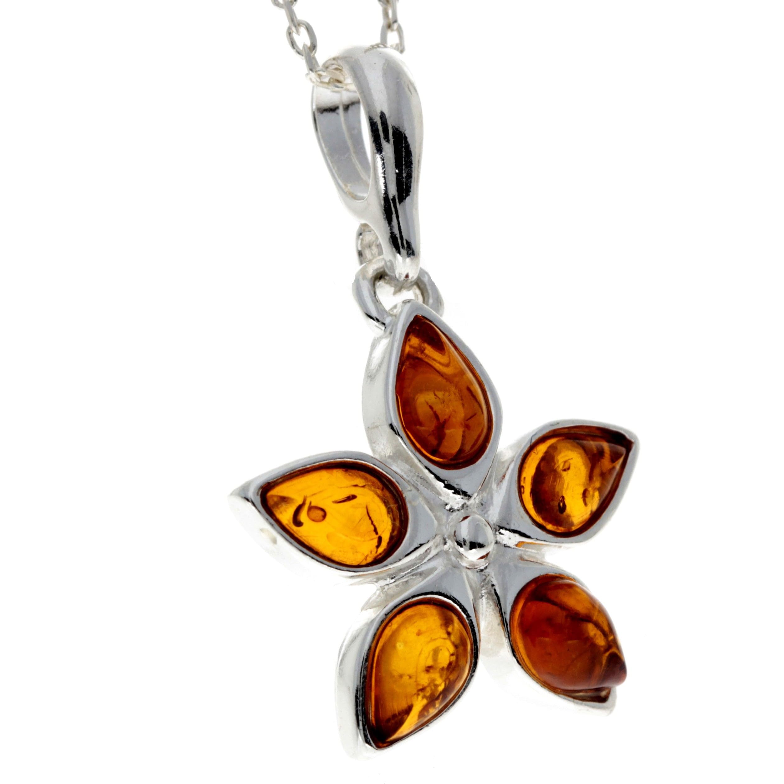 SilverAmber Jewellery Ciondolo classico in vera ambra baltica e argento sterling senza catena, 1684