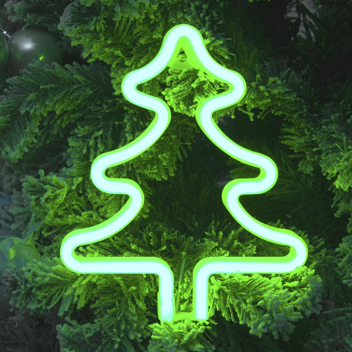 Christmas Tree LED Neon Hanging Sign Light Lantern Home Xmas Holiday Decoration