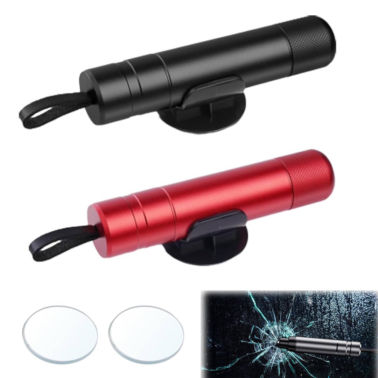 Car Window Breaker Safe Hammer 2 in 1 Car Window Breaker Portable Glass Breaker Car Safety Hammer Safe Hammer for Car Windows Rescue Stick for Cars Portable Mini Escape Tool (Black+Red)