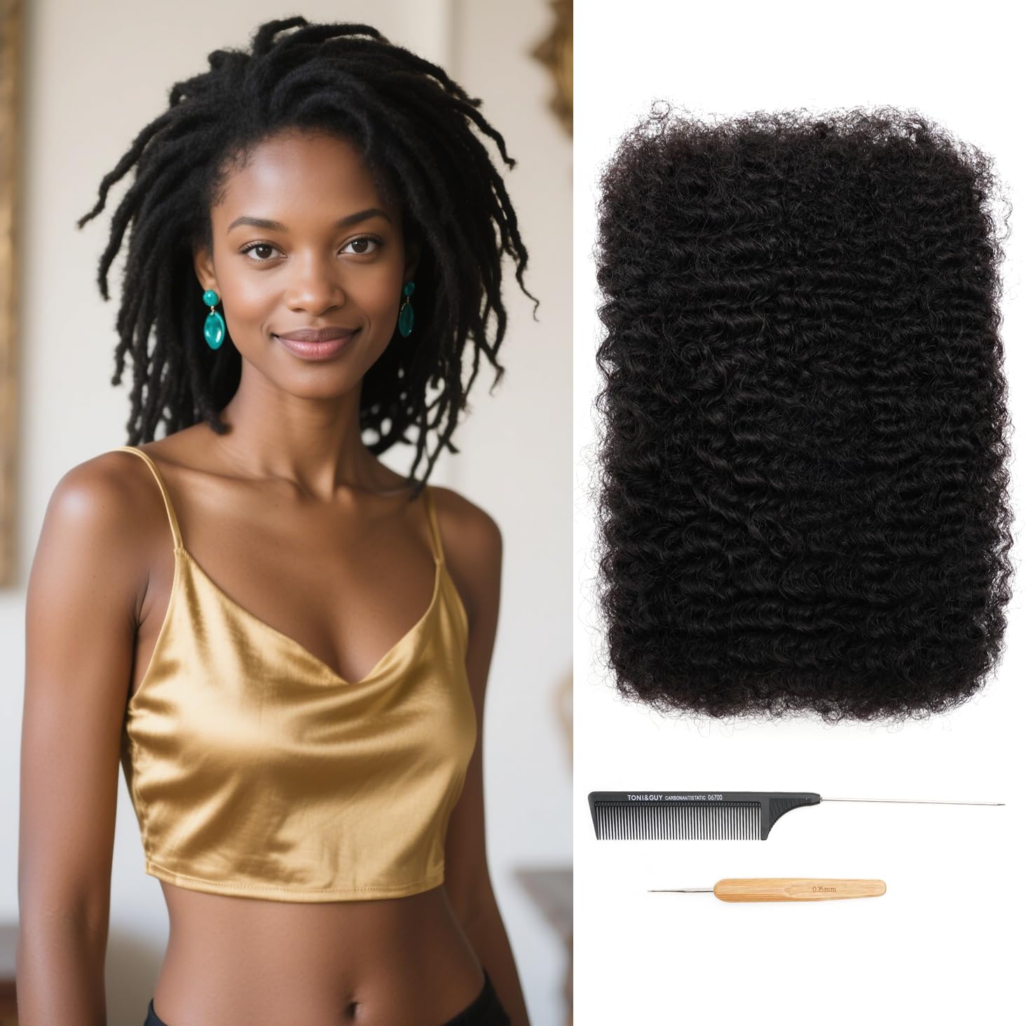 Afro Kinkys Bulk Human Hair 18Inch 60g/pack 100% Natural Black Human Hair For Making Micro Locs, Twist Braiding, Dreadlocks Extensions, Locs Repair,Mini Twists