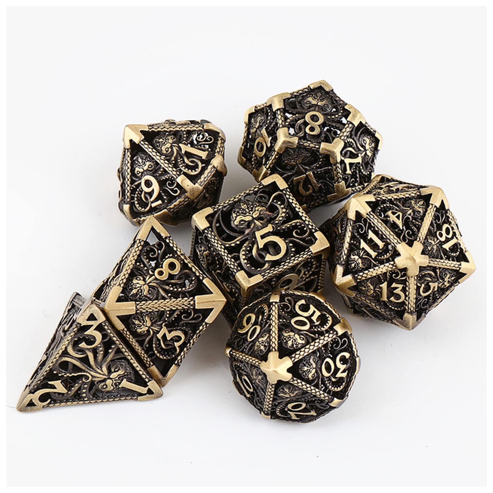 Würfel 7 stücke rein Kupfer Cthulhu Metall würfel Set DND. Wird for Dungeon und Dragon Rolle verwendet, die Spiele Spielen Würfel Gezinkte Würfel (Size : 389)