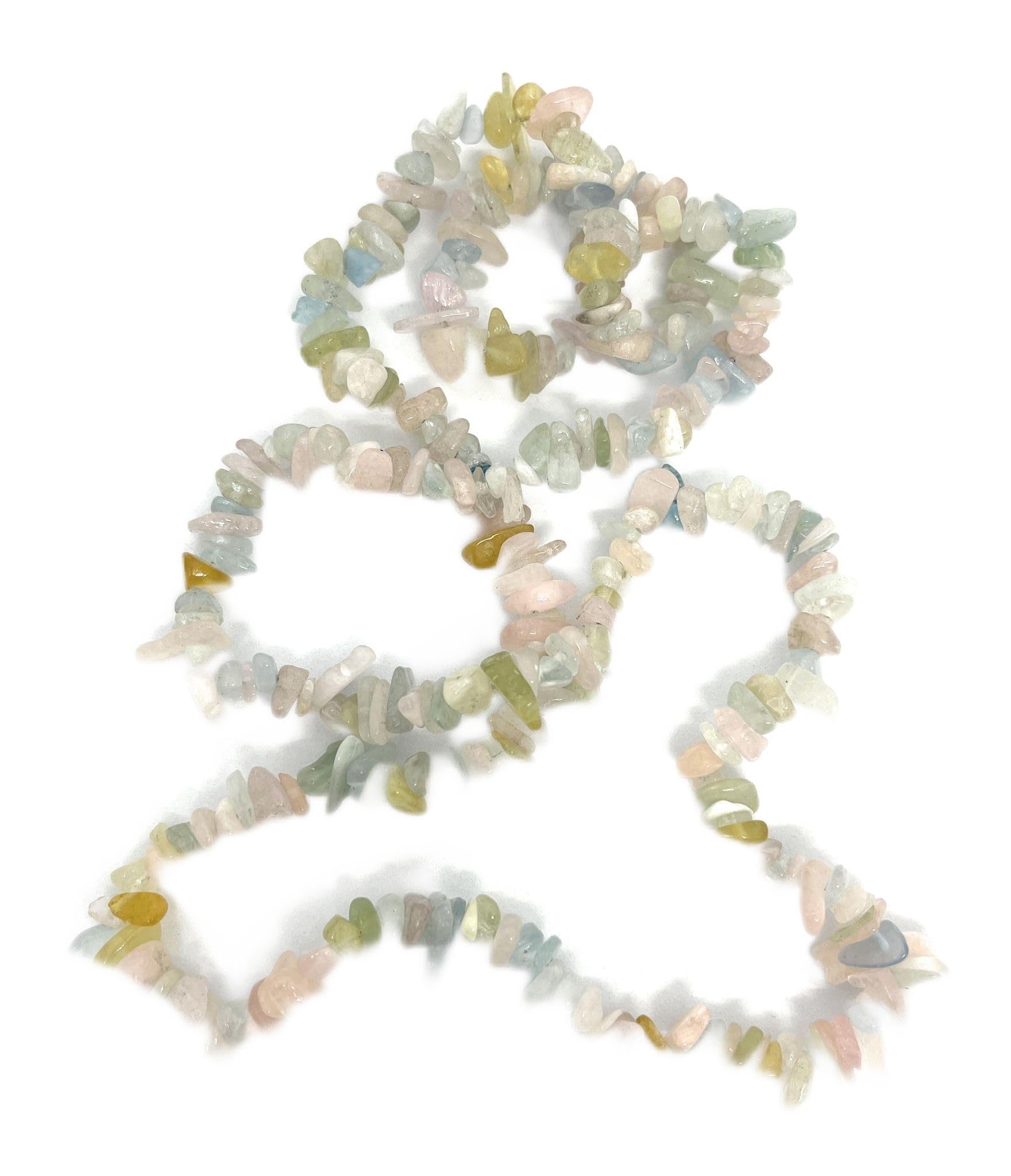 GenericMorganite Necklace Natural Crystal Gemstones Jewelry, made by 2-8mm chips with original healing stones.82 cm, Unisex.