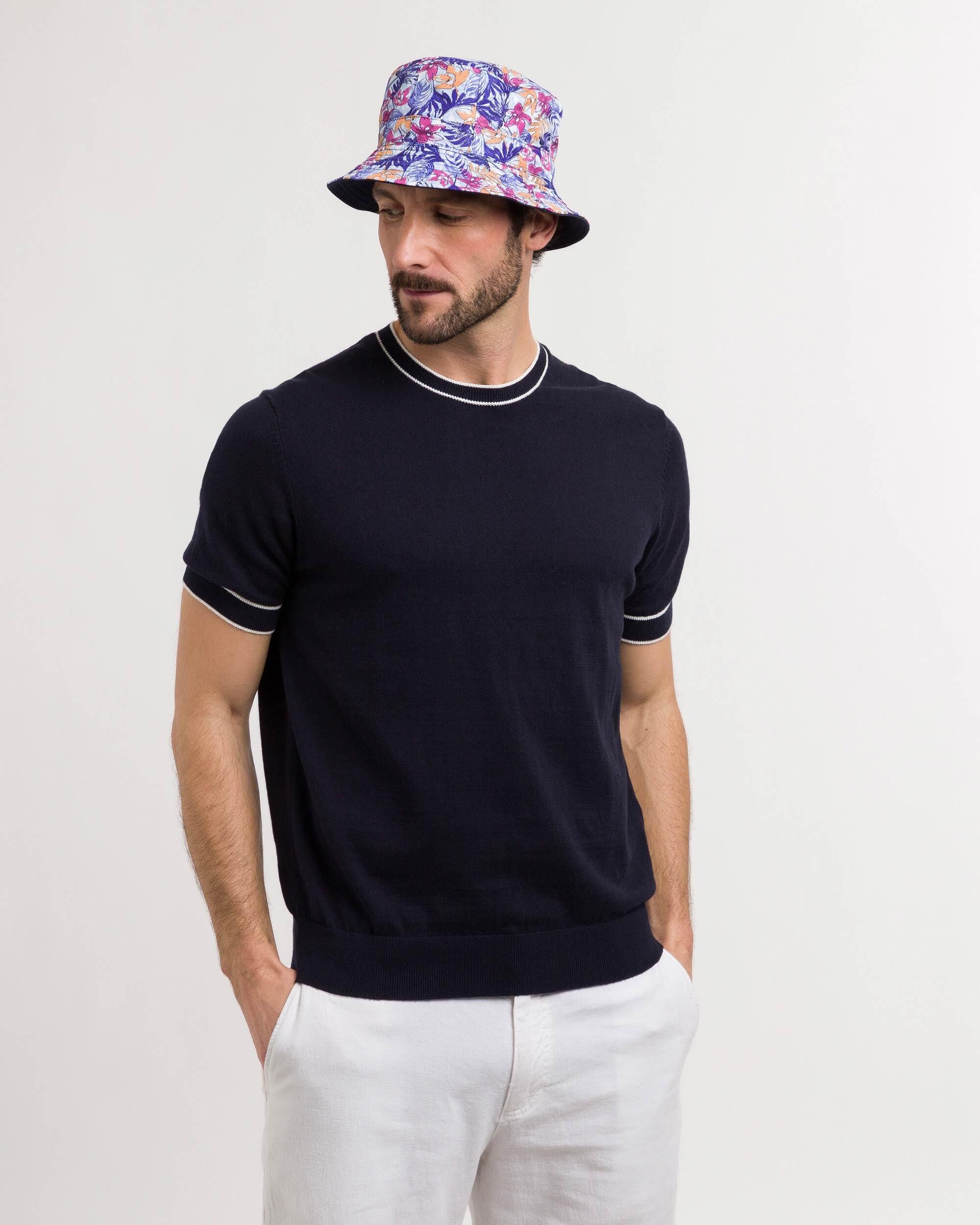bugatti sombrero de cubo reversible - sombrero de pescador liso y con diseño de flores tropicales