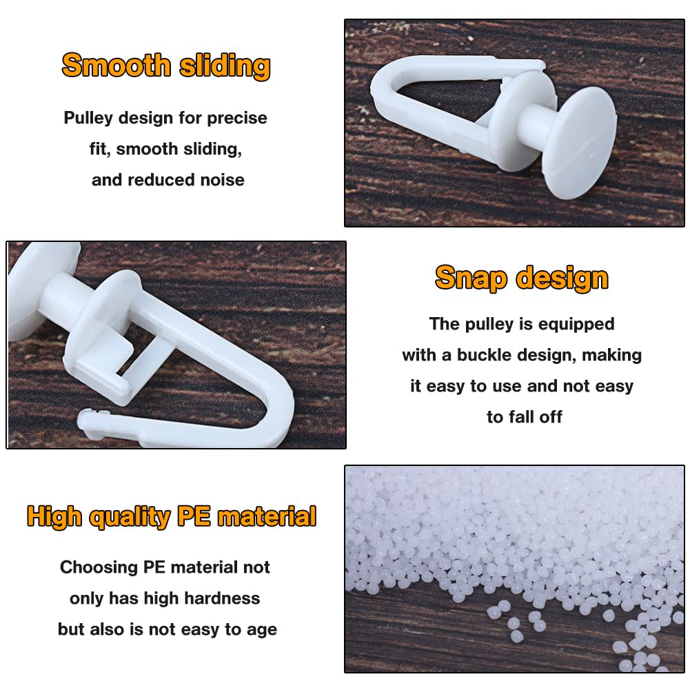 100 Ganci Per Tende Scorrevoli - Cursori In Plastica Per Binari, Scorrimento Silenzioso - Foto 3