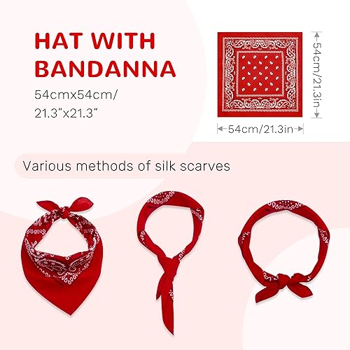 Miniatura 5 de SAJUZEN Sombrero de vaquero para niños con bandana, sombrero de vaquero para bebé con cinturón de borlas, sombrero de vaquera para niñas