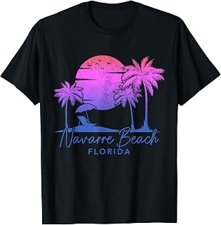 Navarre Beach Florida FL Surfer Vintage Sunset T-Shirt
