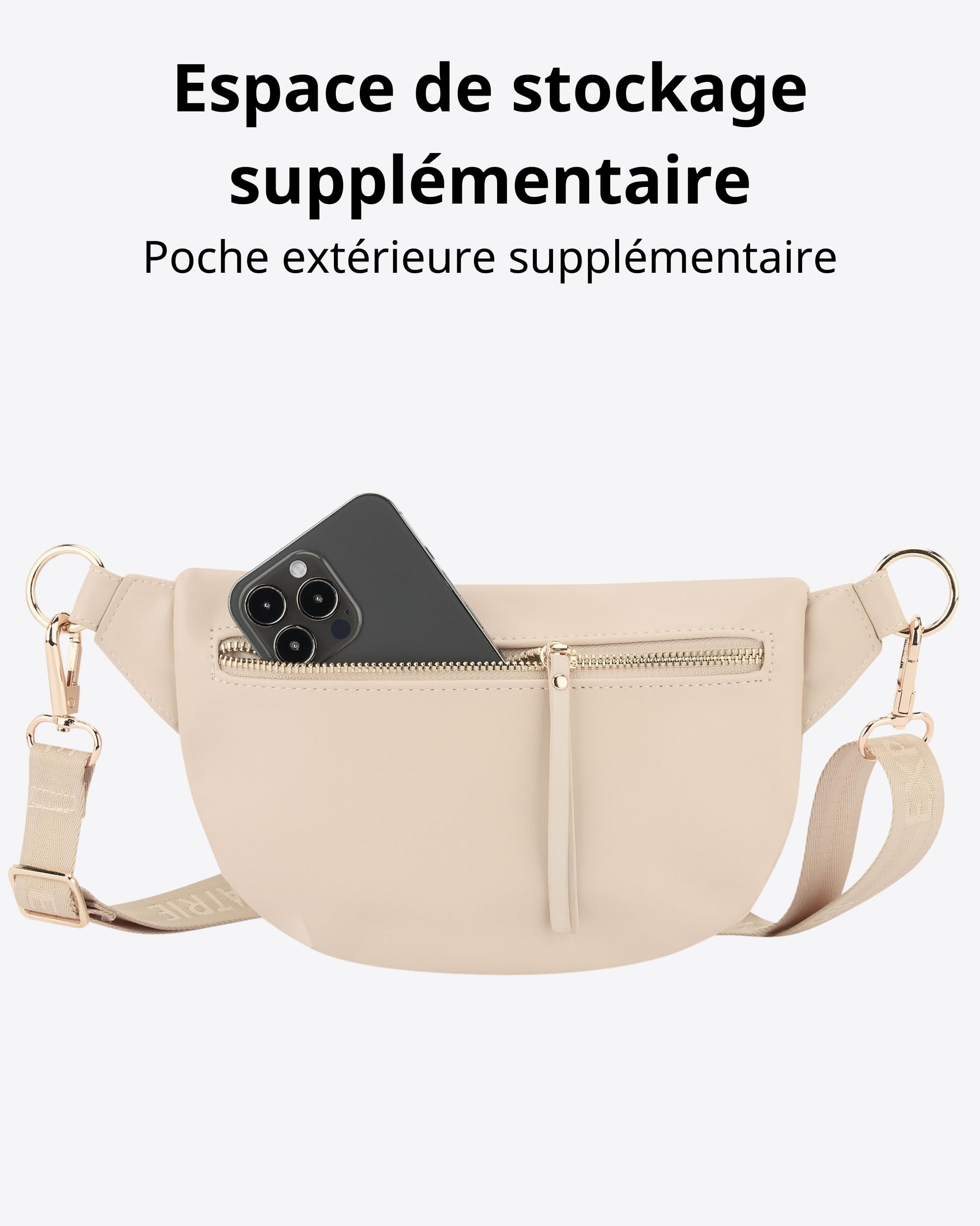 Expatrié Sac à Main pour Femmes Beige - Alice Small - Sac Banane en Cuir Végétal pour Festival, Voyage et Vie Quotidienne - Sac à Hanche Elégant - Déperlant