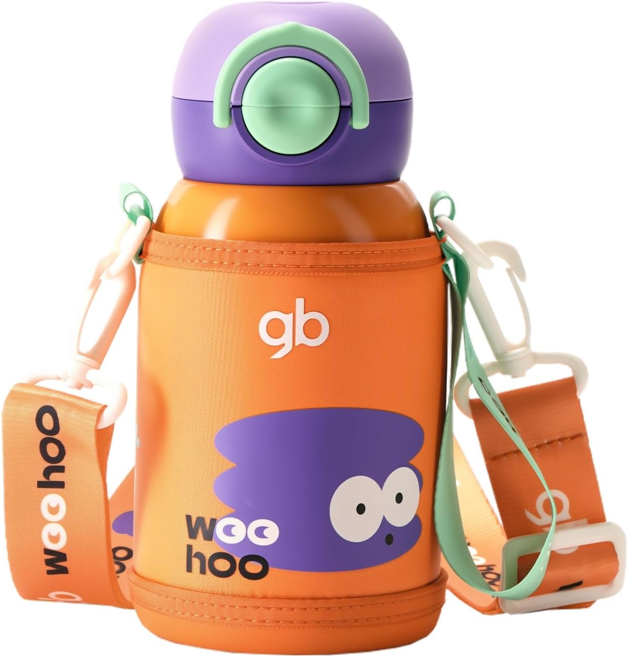 gb Ultra-Light Baby Stainless Steel Insulated Bottle with Breast-Like Pacifier, 5-Layer Insulation, Leak-Proof Vacuum Insulated Water Bottle with Handle, 300ml, for Infants & Toddlers