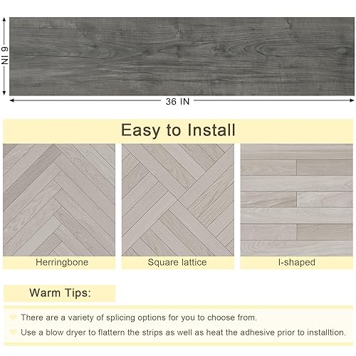 Miniatura 9 de Azulejos de vinilo para despegar y pegar, 24 unidades de azulejos de vinilo de madera gris, azulejos autoadhesivos para despegar y pegar,