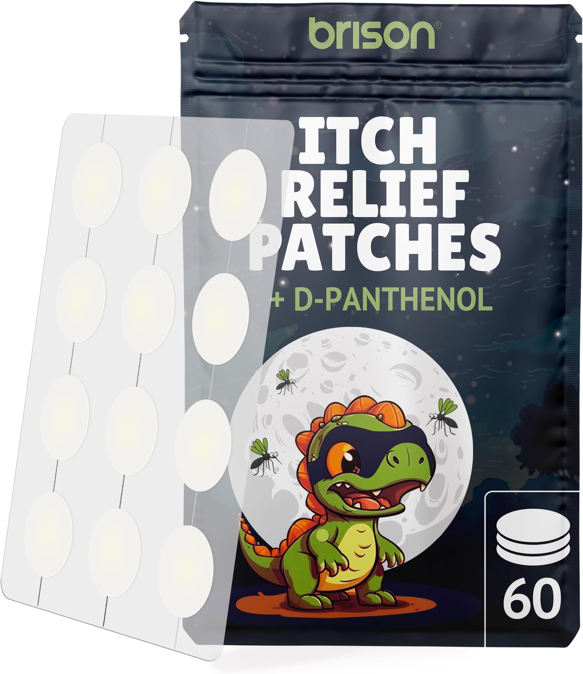 BRISONMosquito Bite Itch Relief Patches - After Bug Bite Anti Itch Stickers Natural Camping Essentials for Kids and Adults - 60 pcs