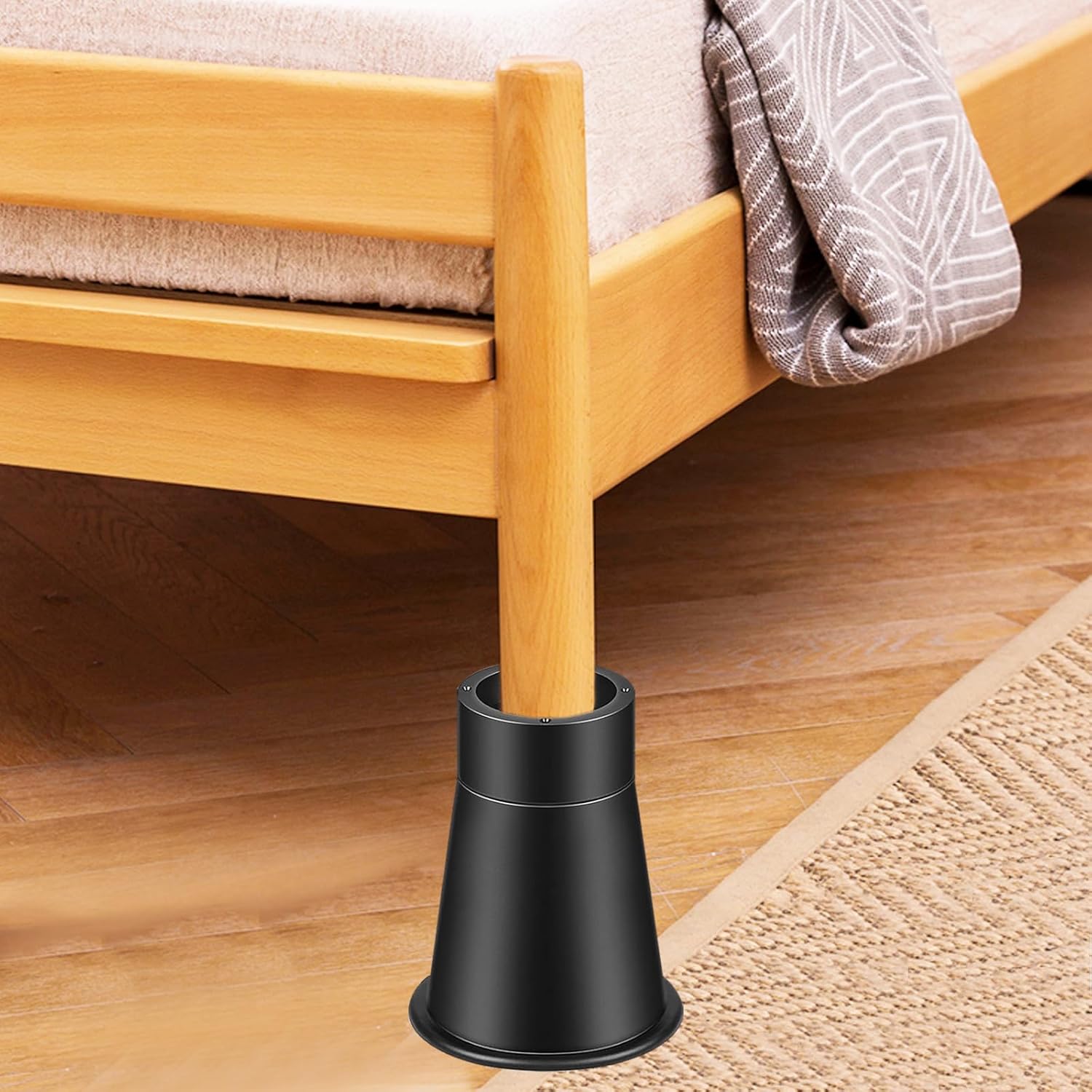 4Pack Furniture Bed Risers 4Inch Adjustable11.2 9.6" 7.8" 6" Bed Lifts Risers Heavy Duty Stackable Furniture Risers Round Non-Slip Lift Supports for Beds Couches Sofas Storage