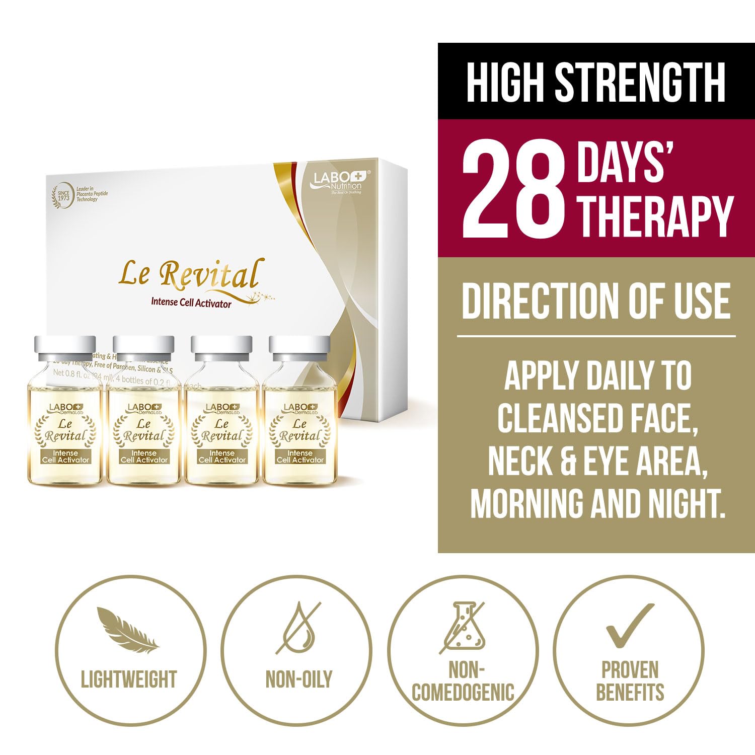 LABO Nutrition Le Revital Concentrated Nano Placenta Extract Serum Essence from Japan – Hydrating, Glowy, Moisturizing for Face Wrinkles, Dull Skin, Tone, Soothing & Skin Barrier Strength | 4 Vials - Image 6