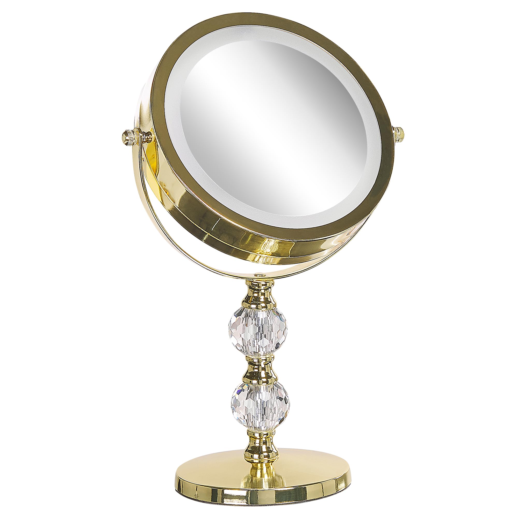 Lusterko kosmetyczne LED powiększenie 1x/5x metalowa rama ø 13 cm złote Claira