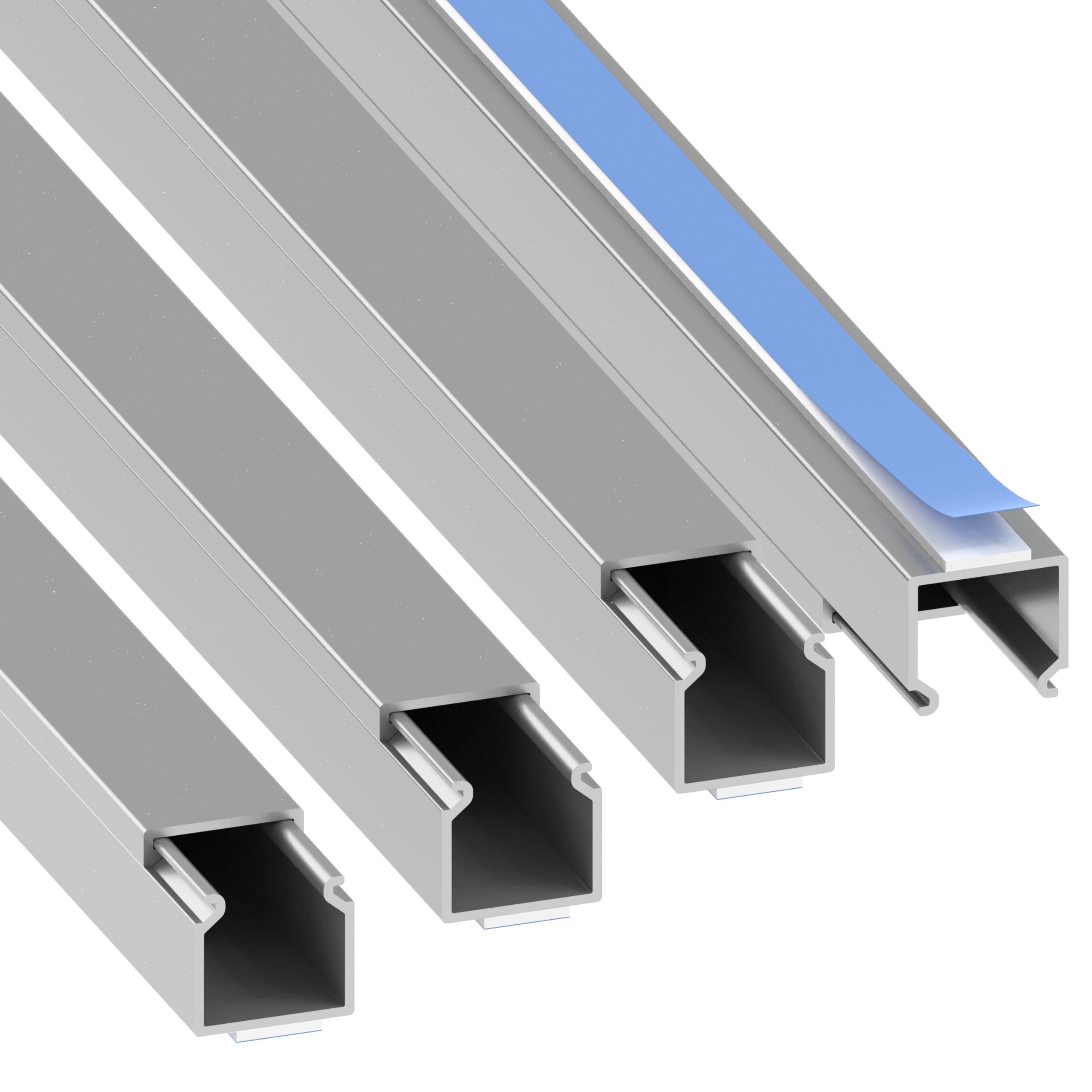 Habengut Cable Duct (Self-Adhesive) 15 x 15 mm PVC Colour: Silver Length 4 m (4 x 1 m Length)