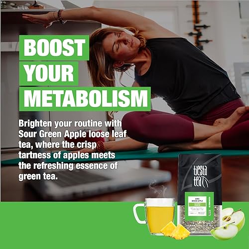 Vista 80 de Tiesta Tea - Máquina verde magra, hoja suelta, té verde cítrico claro, mezcla de hojas sueltas de primera calidad, cafeína media, prepara hasta 50