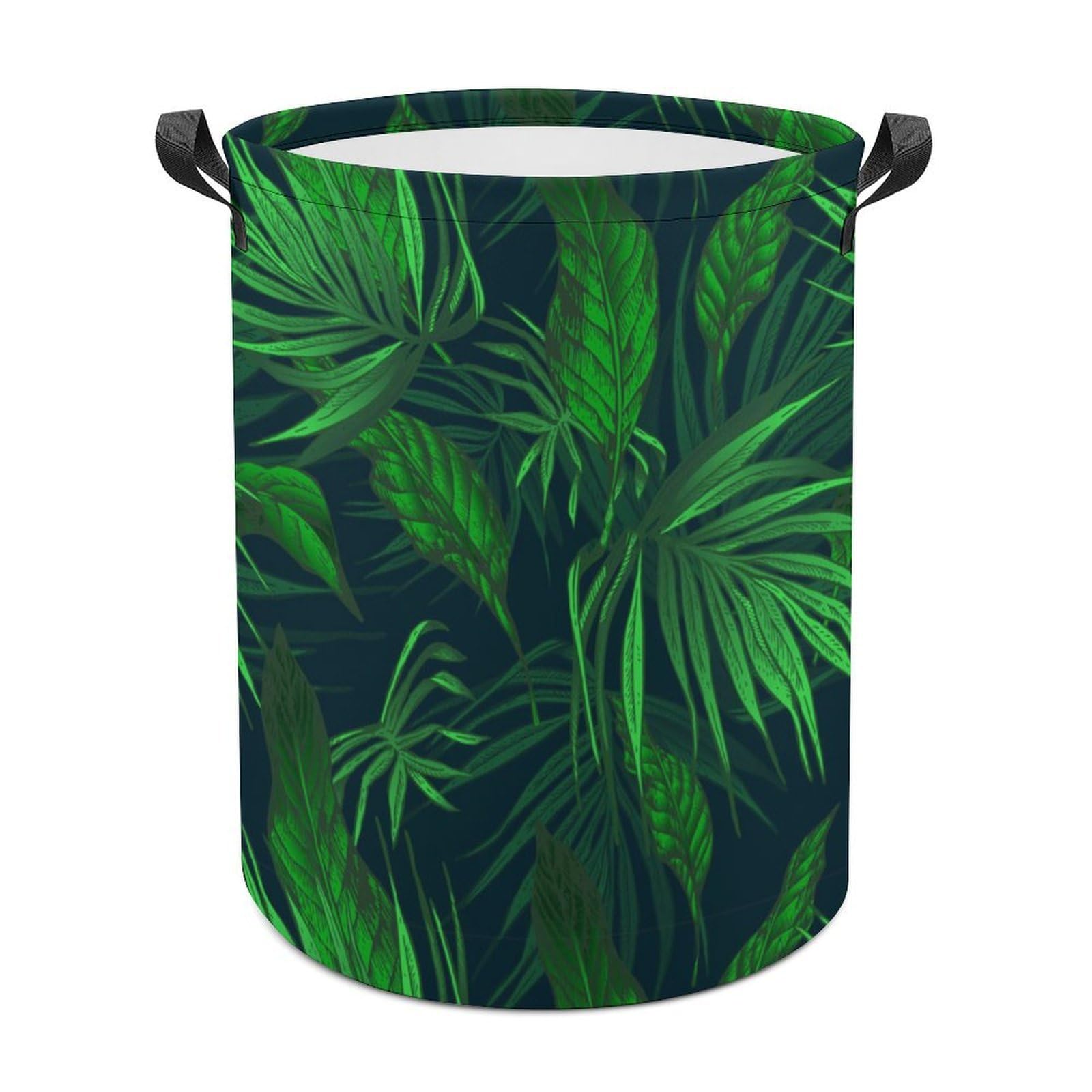 MHYRAC Laundry Hamper, Green Tropical Jungle Plant Laundry Basket, Washing Basket with Handle