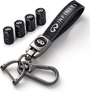 Tyre Valve Caps Caps and Metal Keychain Combo Compatiable Fit Infiniti G35 G37 QX Series, Stem Cover Dust Caps for Car Tyres, Car Accessories