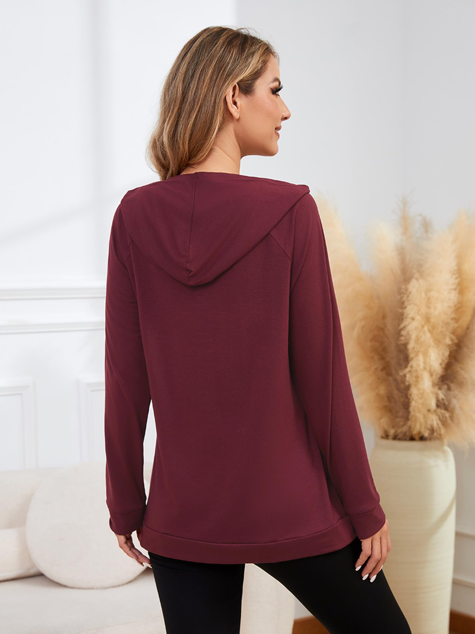 Sudadera de lactancia para mujer con cremallera invisible, manga larga, para embarazo y lactancia