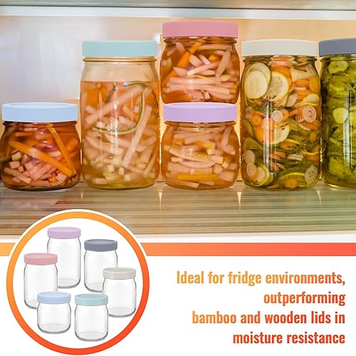 Miniatura 5 de 6 tapas de boca ancha de silicona para frascos, tapas gruesas a prueba de fugas para frascos Mason de boca ancha de 3.386 in, tapas reutilizables