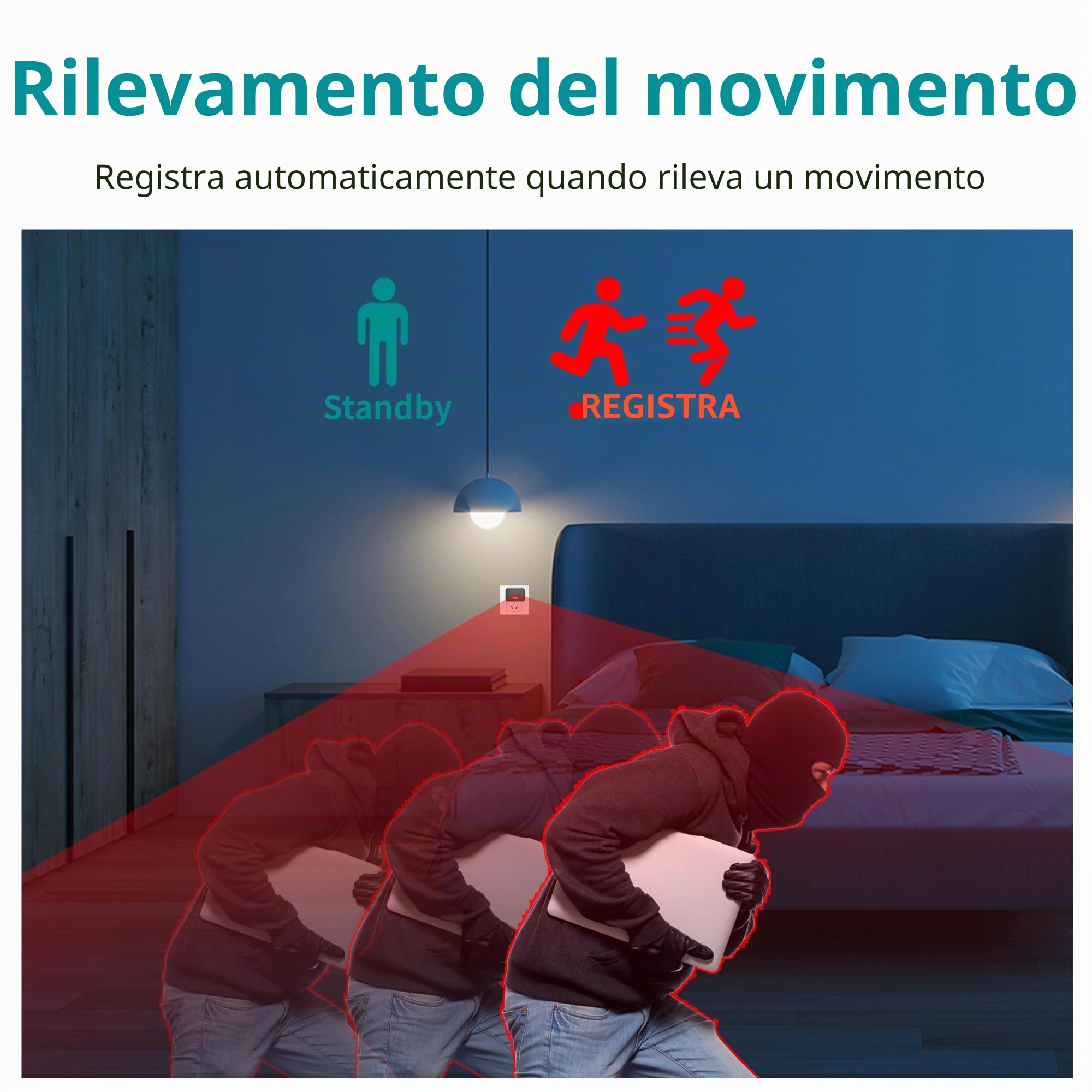 DUVIX Telecamera Spia Nascosta 64GB con Caricatore USB, 1080P HD Telecamera di Sorveglianza con Rilevazione di Movimento e Visione Notturna, Mini Telecamera Sicurezza Portatile per Casa e Ufficio
