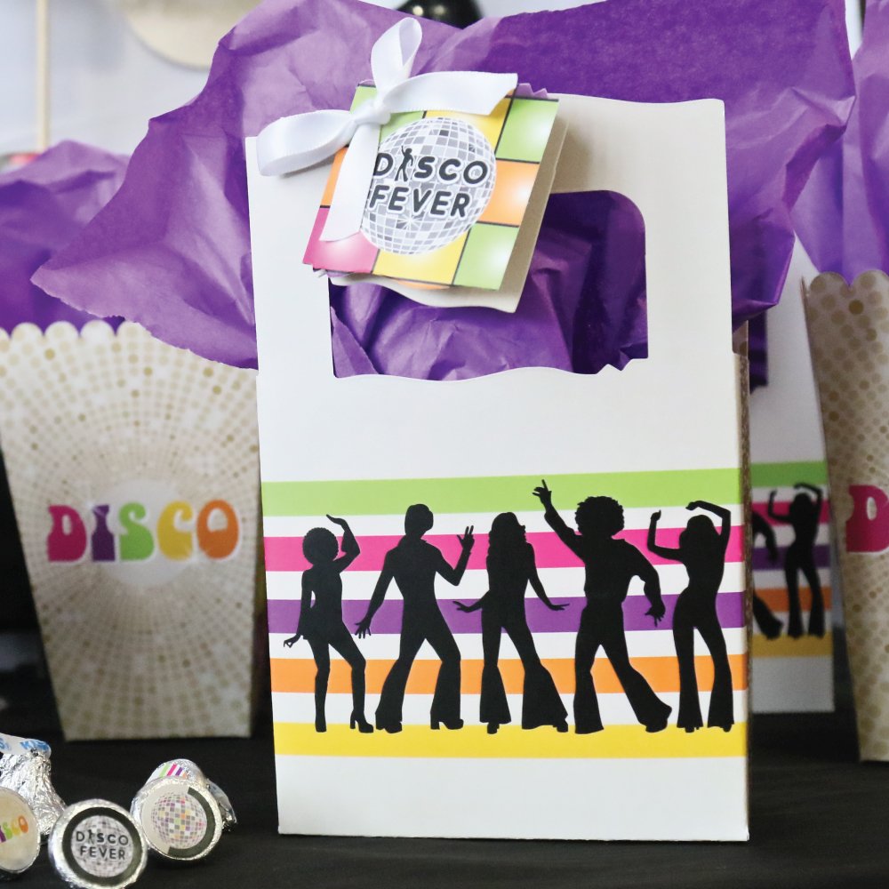 Big Dot Of Happiness 70er Disco Geschenkboxen – Set Von 12 – Quadratisch Mit 3D-Schleife – Für Partys