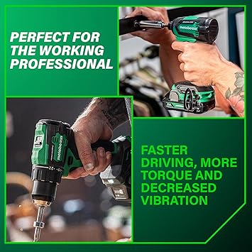 Metabo HPT 18V MultiVolt Cordless Brushless Driver Drill & Impact Driver Combo Kit, Power Tool Kit, 2 Lithium-Ion Metabo HPT Batteries and Charger, High Torque, Compact Lightweight Design, KC18DEXQB