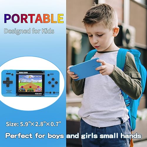 Miniatura 4 de Juego de mano para niños 220 videojuegos retro precargados, reproductor de juegos portátil con batería recargable de pantalla LCD de 3.0 pulgadas,